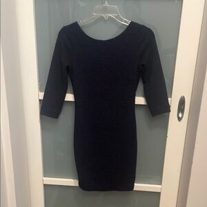 A/X Armani Exchange Blue Bodycon Dress 3/4 Sleeve Scoop Neck